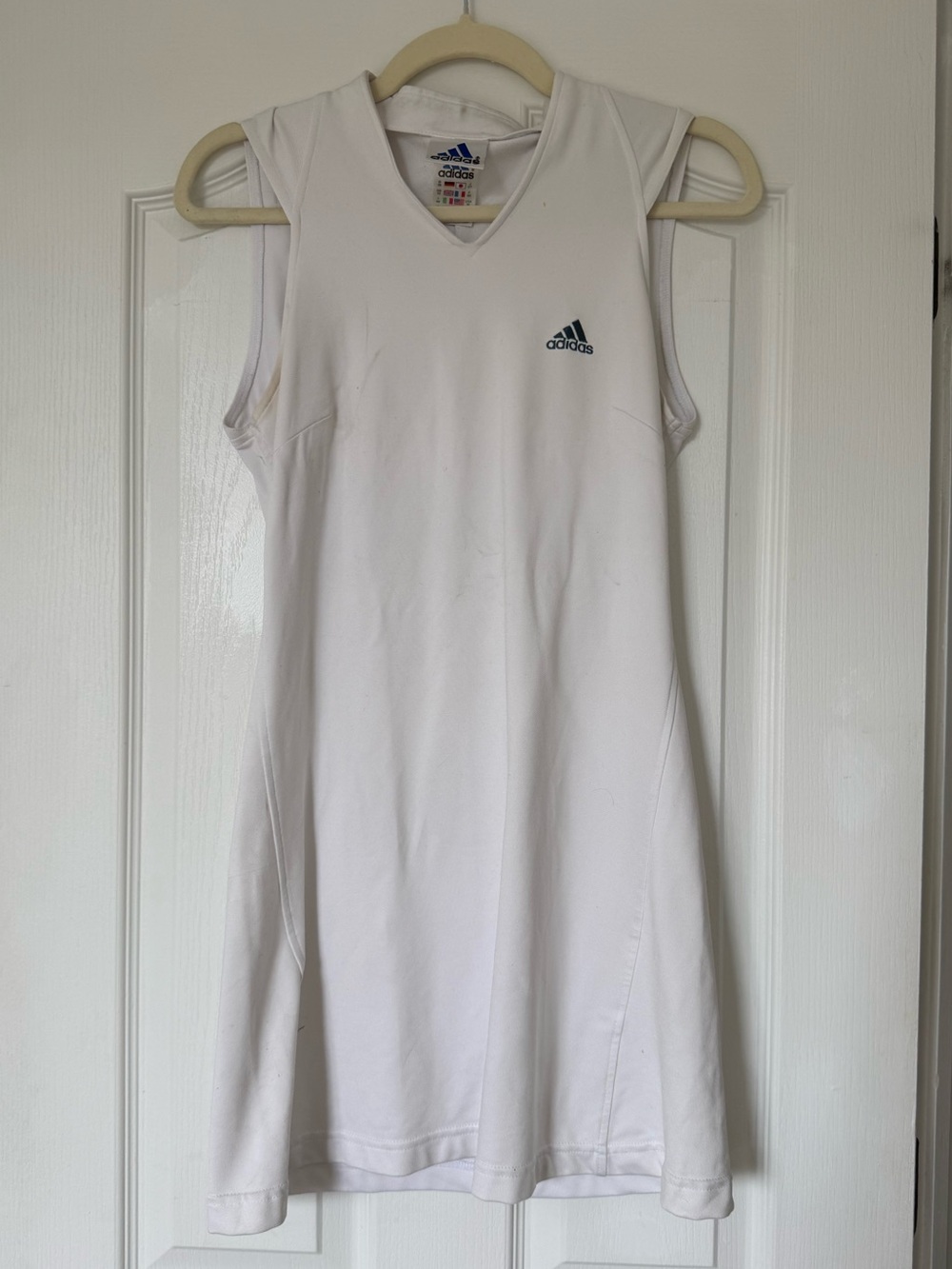 Adidas Climalite White Tennis Dress Sleeveless V-Neck Athletic Golf Dress